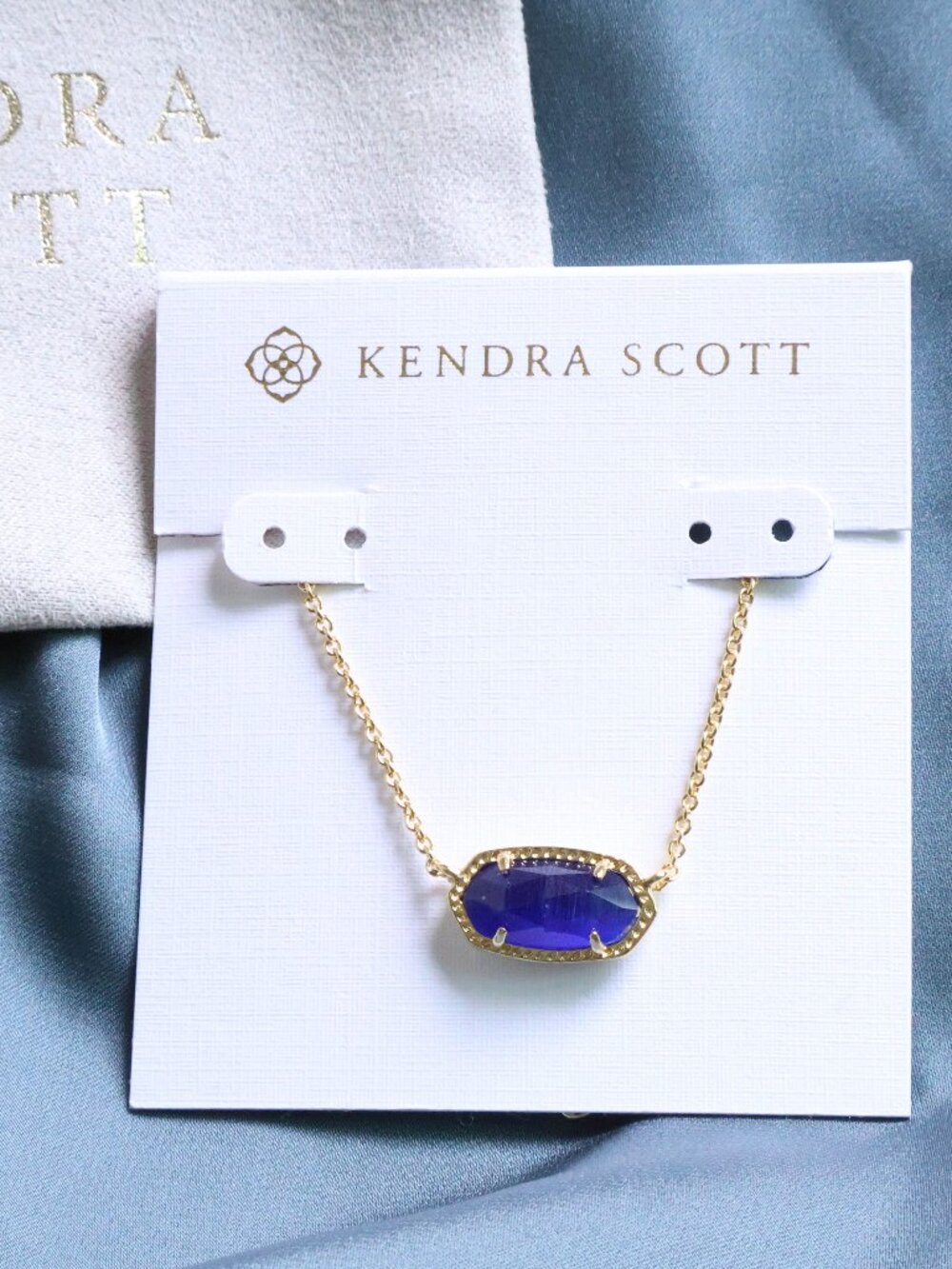 Kendra Scott Elisa Gold Necklace - Cobalt Cat's Eye